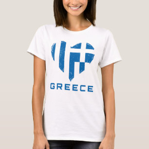 T-shirt Grèce Drapeau Coeur en détresse femmes blanches