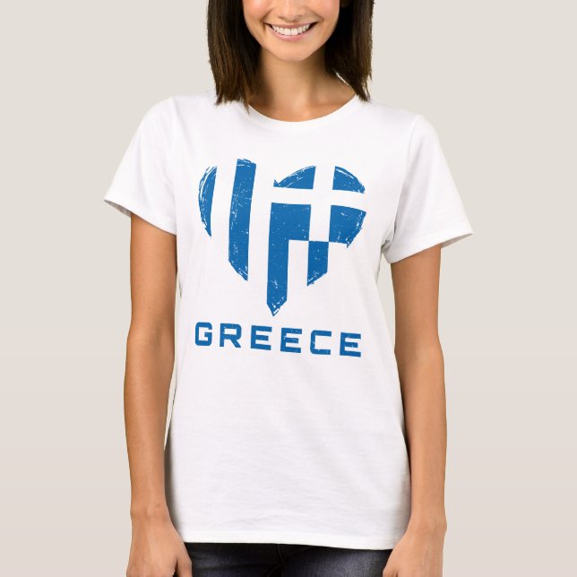 T-shirt Grèce Drapeau Coeur en détresse femmes blanches (Devant)