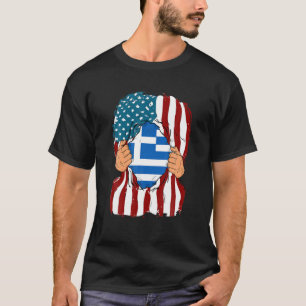 T-shirt Grèce Drapeau de sang en moi Accueil Fierté Grèce