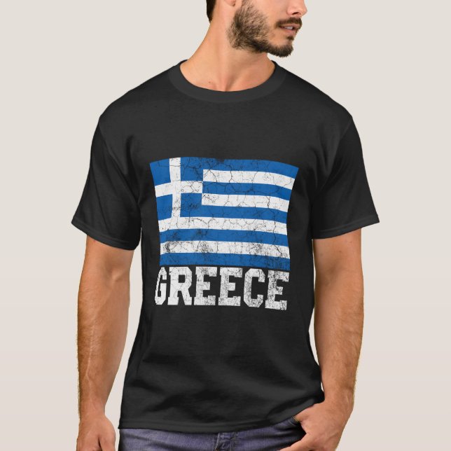 T-shirt Grèce Drapeau Fierté Famille Racines Hommes Nation (Devant)