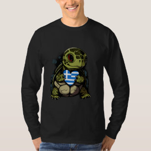T-shirt Grèce Drapeau Tortue Coeur Racines grecques Hellen