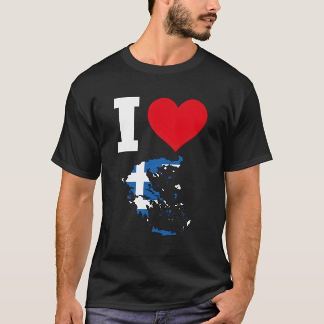 T-shirt Grèce Drapeaux Grèce I Love Grèce (Devant)