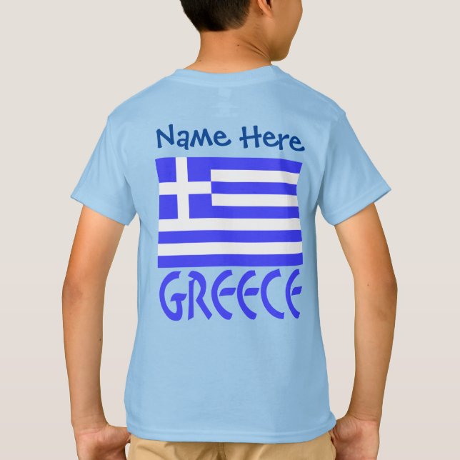 T-shirt Grèce et drapeau grec bleu Personnalisation garçon (Dos)