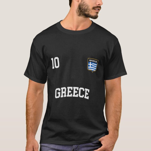 T-shirt Grèce No 10 Équipe de football du drapeau grec (Devant)