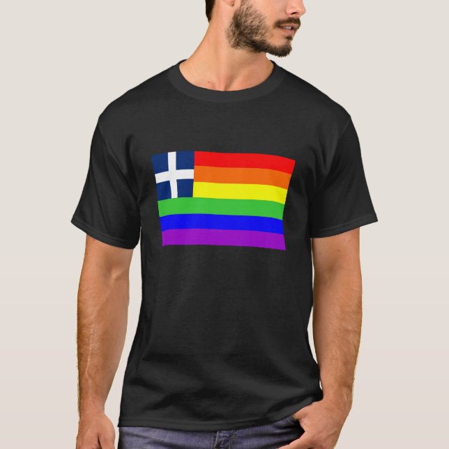 T-shirt grèce pays gay fier arc-en-ciel drapeau homosexuel (Devant)
