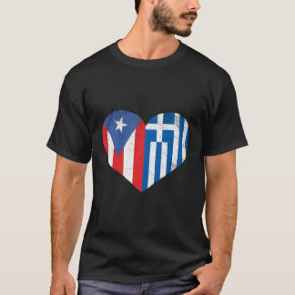 T-shirt Grèce Porto-Rico Drapeau Aimer Grèce Porto Rico