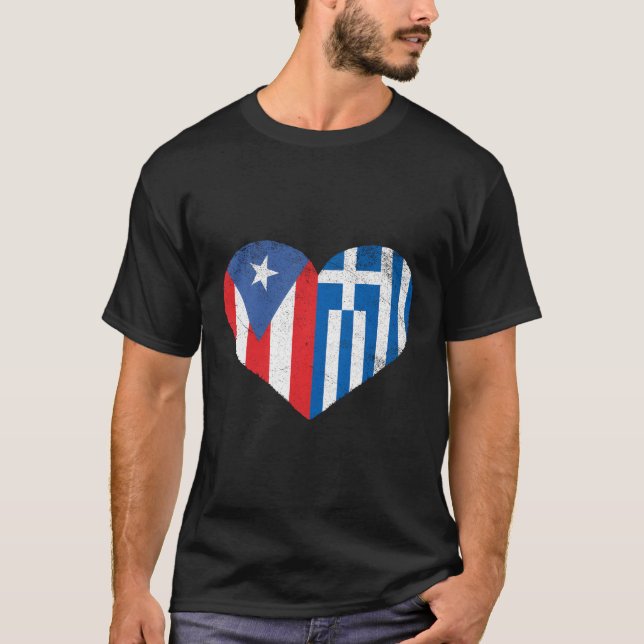 T-shirt Grèce Porto-Rico Drapeau Aimer Grèce Porto Rico (Devant)