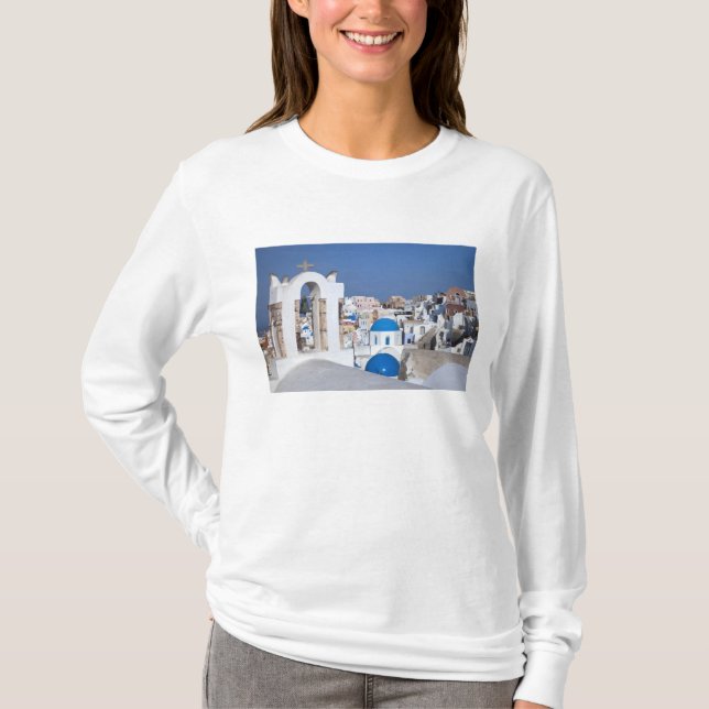 T-shirt Grèce, Santorin. Clocher et dômes bleus de 2 (Devant)