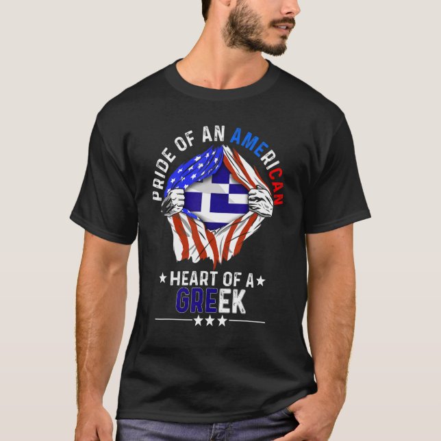 T-shirt Greek American America Pride Foreign Country Greec (Devant)