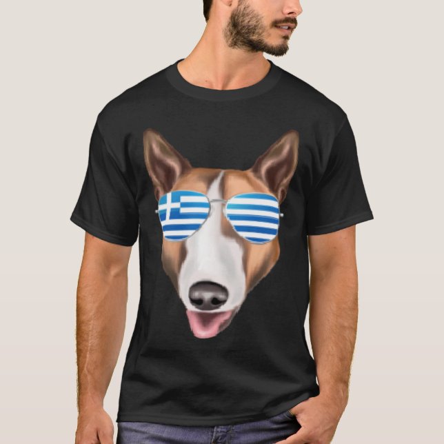 T-shirt Greek Flag Bull Terrier Dog Greece Pocket (Devant)