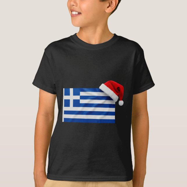 T-shirt Greek Flag Santa Hat Funny Greece Christmas Holida (Devant)
