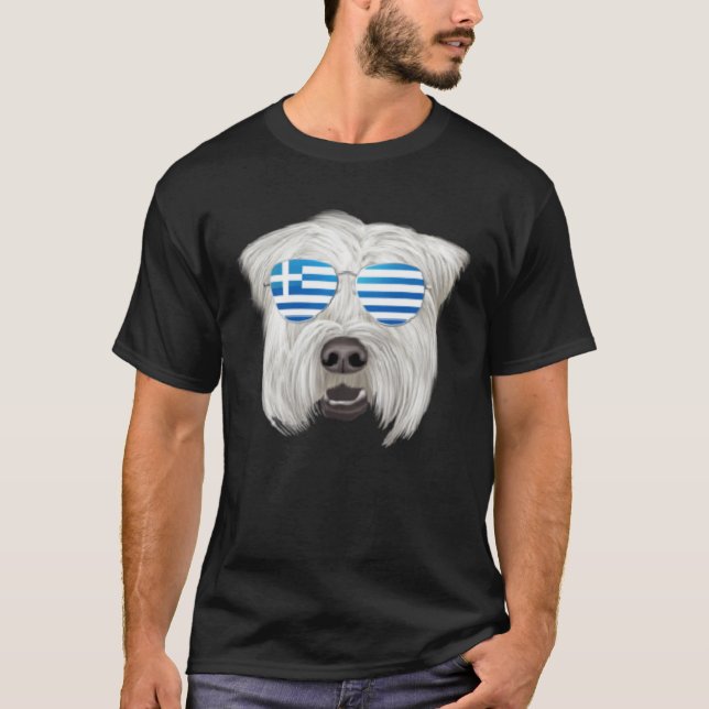 T-shirt Greek Flag Soft Coated Wheaten Terrier Dog Greece  (Devant)