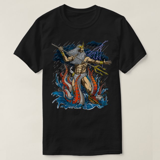 T-shirt Greek God Poseidon Trident Ancient Greek Mythology (Design devant)