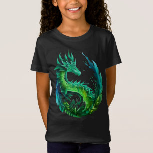 T-Shirt Green Abstrait Dragon Nature Design