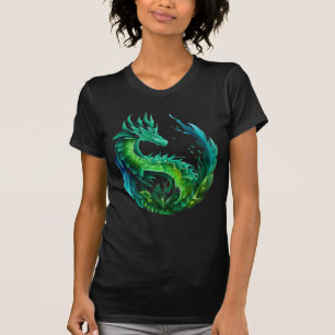T-shirt Green Abstrait Dragon Nature Design
