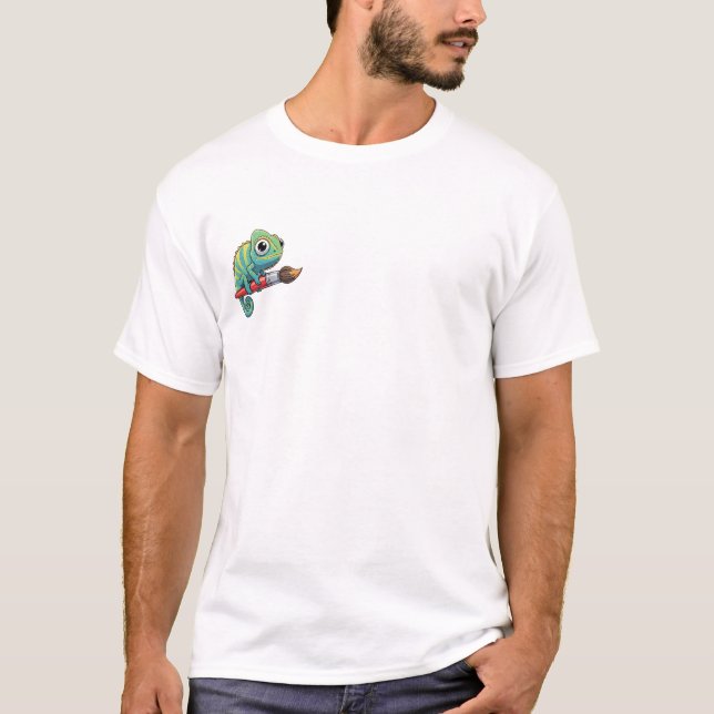 T-shirt Green and Yellow Chameleon Artist (Devant)