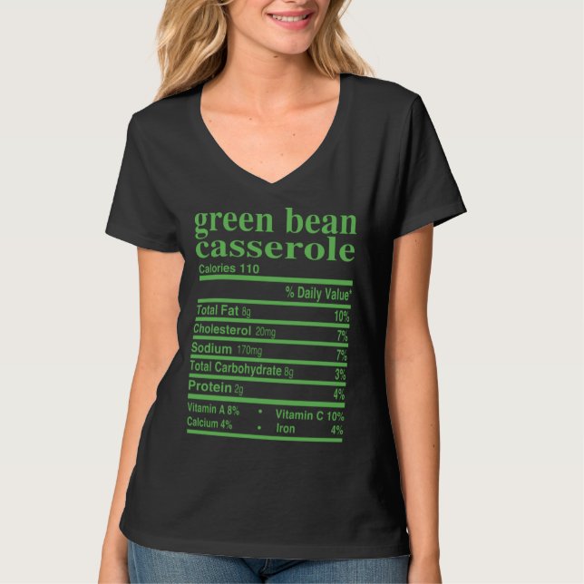 T-shirt Green Bean Casserole Costume Thanksgiving Nutritio (Devant)