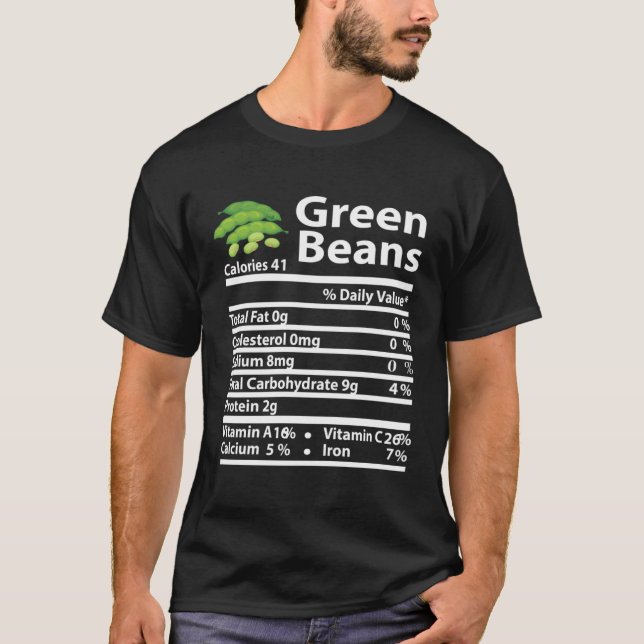 T-shirt Green Beans Nutrition Fact Thanksgiving Christmas (Devant)
