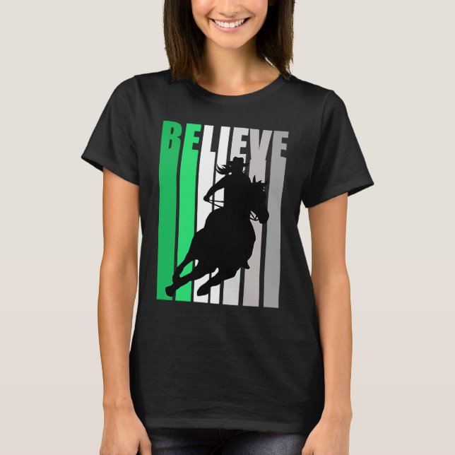 T-shirt Green Believe Cowgirl Motivational Inspiring Farm  (Devant)