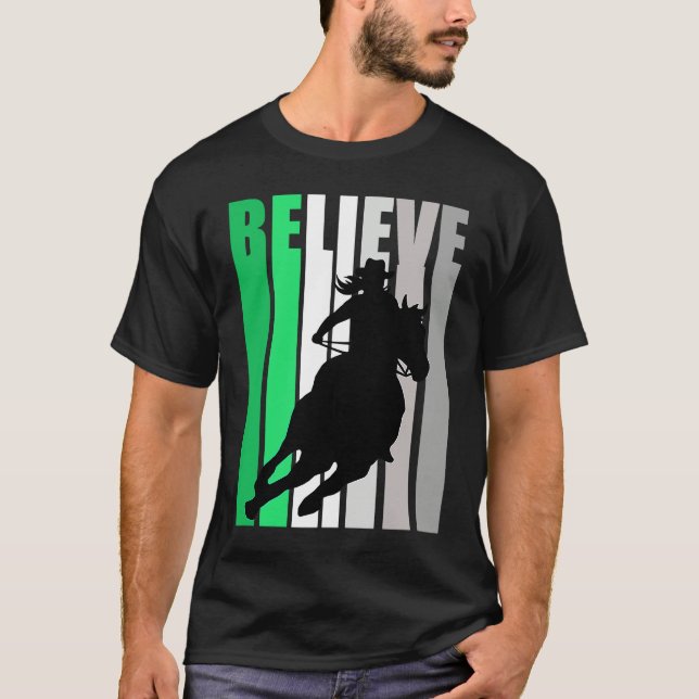 T-shirt Green Believe Cowgirl Motivational Inspiring Farm  (Devant)