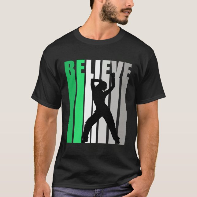 T-shirt Green Believe Dance Motivating Girls Team Retro Fa (Devant)