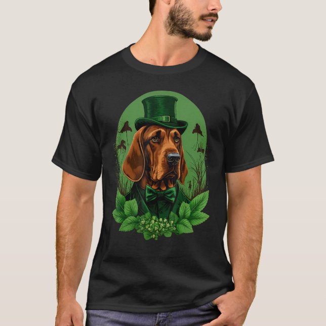 T-shirt Green Bloodhound shamrock on St Patricks Day Blood (Devant)