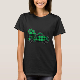 T-shirt Green Buffalo Plaid Shamrock Pickup Camion St Patr