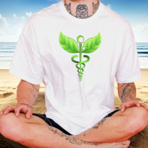 T-shirt Green Caduceus Alternative Medicine Icône Médicale