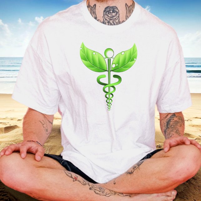 T-shirt Green Caduceus Alternative Medicine Icône Médicale (Créateur téléchargé)