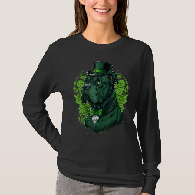 T-shirt Green Cane Corso shamrock on St Patricks Day Cane  (Devant)