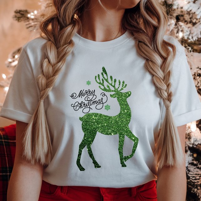 T-shirt Green Christmas Reindeer with Feliz Navidad Phrase (Créateur téléchargé)