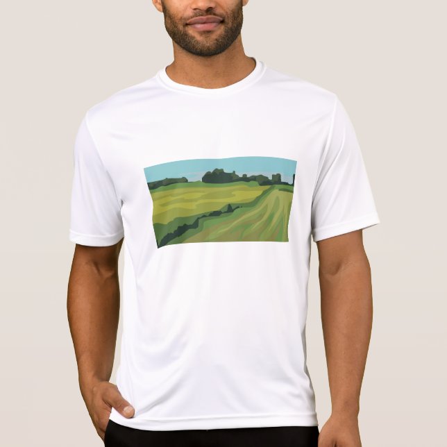 T-shirt Green Countryside Landscape (Devant)