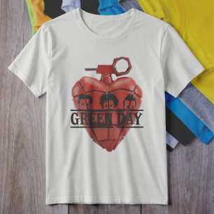 T-shirt Green Day Cœur Rouge Grenade Punk Rock