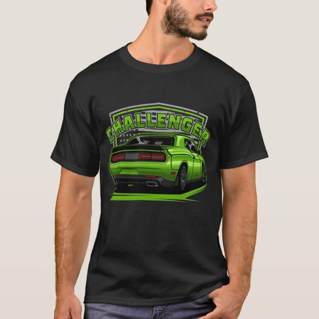 T-shirt Green Dodge Challenger (Devant)