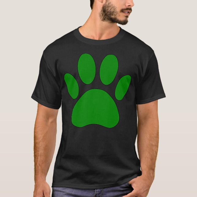 T-shirt Green Dog Paw Print (Devant)