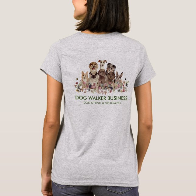T-shirt Green Dogs Services marcheur préparateur marcheur (Dos)