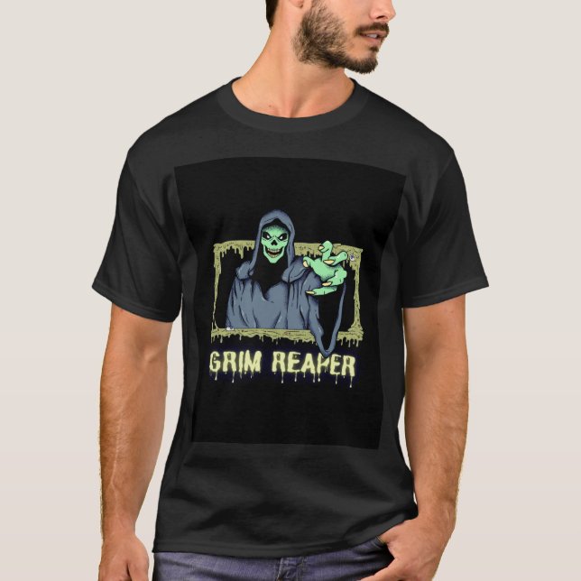 T-shirt Green Éffrayant Illustration Creative Grim Reaper (Devant)