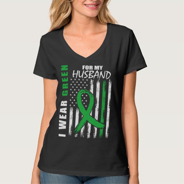 T-shirt Green For My Husband Kidney Disease Awareness USA  (Devant)