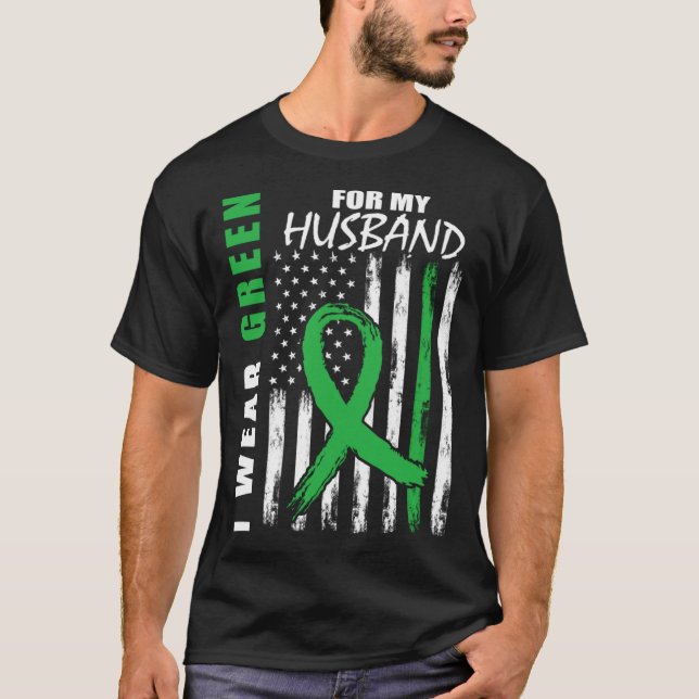 T-shirt Green For My Husband Kidney Disease Awareness USA  (Devant)