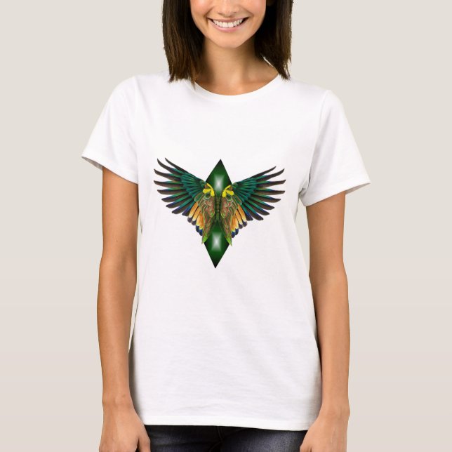 T-shirt Green Freedom Wings Diamond Design (Devant)
