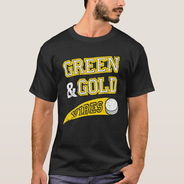 T-shirt Green & Gold Vibes Hockey Team Fan (Devant)