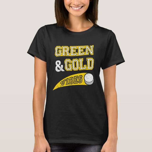 T-shirt Green & Gold Vibes Hockey Team Fan (Devant)