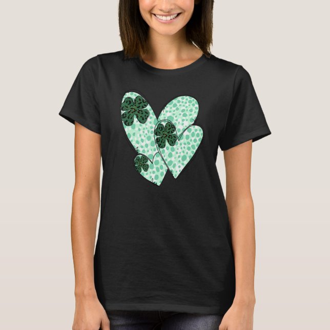 T-shirt Green Hearts Lover Shamrock Irish Leprechaun St Pa (Devant)