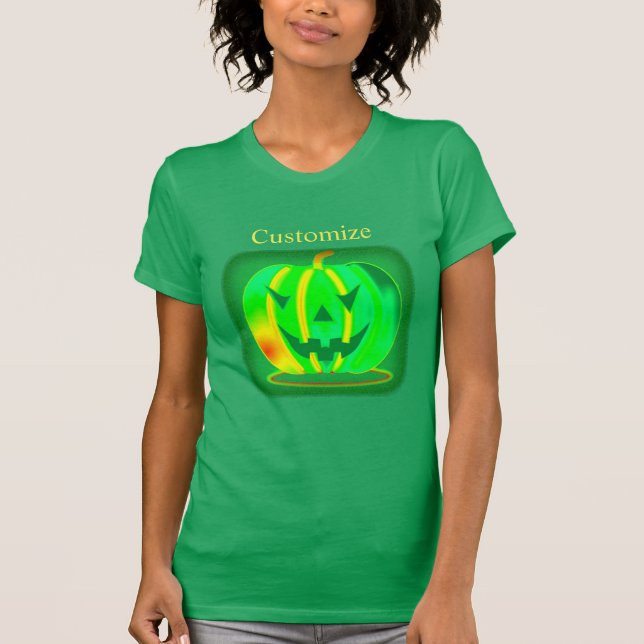 T-shirt Green Jack olantern Halloween Thunder_Cove (Devant)