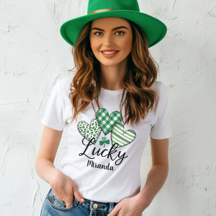 T-shirt Green Lucky Hearts Personnalisé St. Patrick's