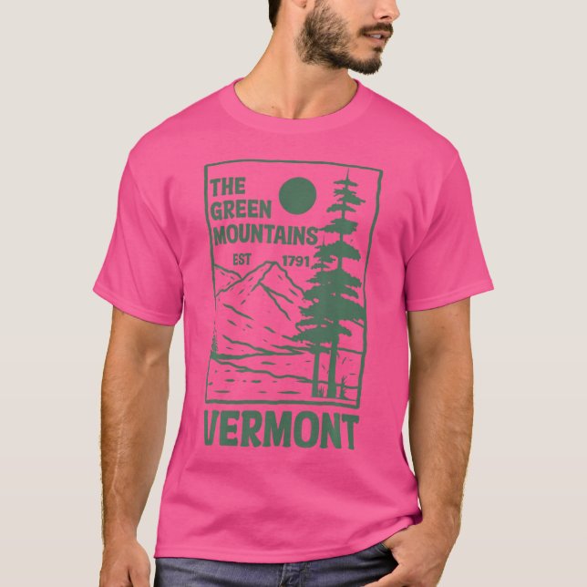 T-shirt Green Mountains Vermont Famille Vacances Randonnée (Devant)