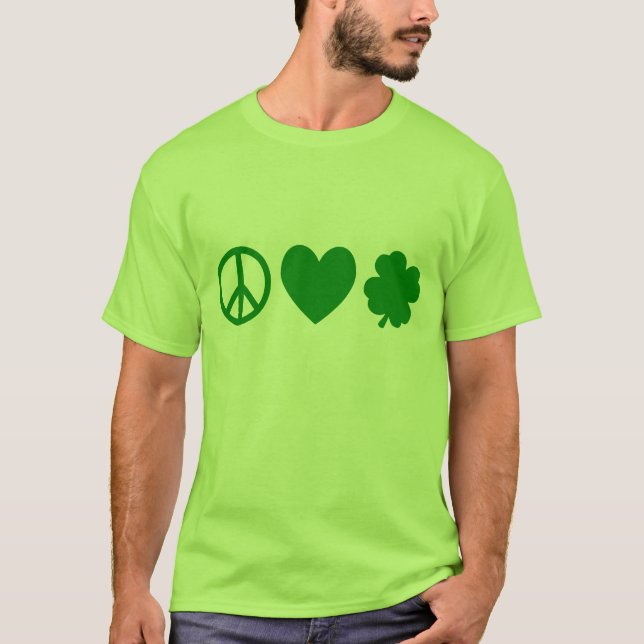 T-shirt Green Peace Love & Shamrocks (Devant)