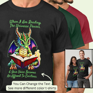 T-shirt Green Purple Dragon Avertissement Lecture Livre Vo