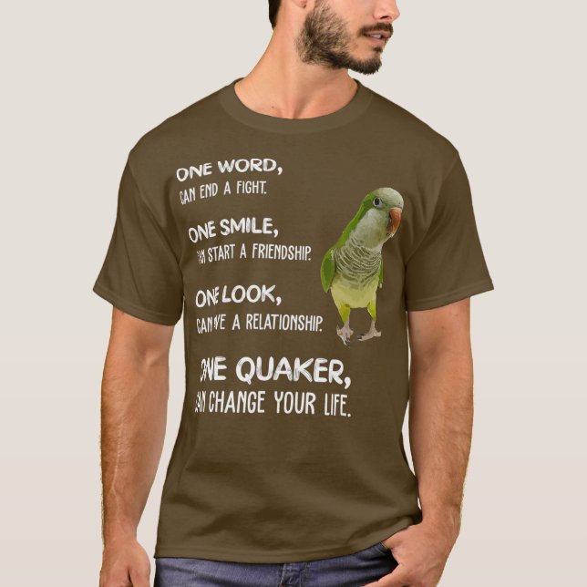 T-shirt Green Quaker Shirt One Quaker Parrot Bird Change (Devant)
