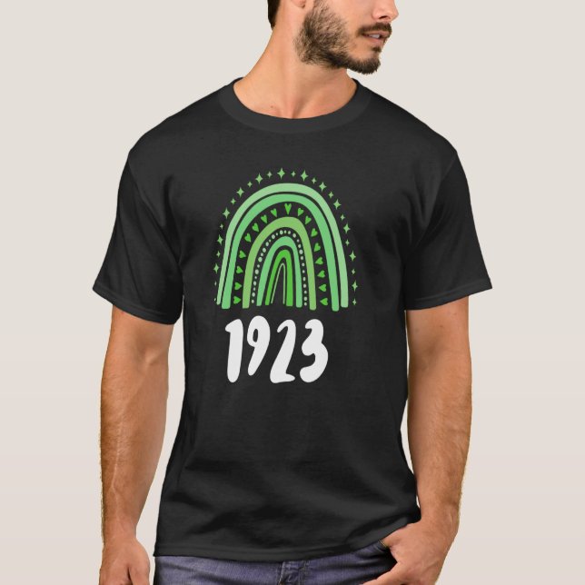 T-shirt Green Rainbow Année De Naissance 1923 Anniversaire (Devant)